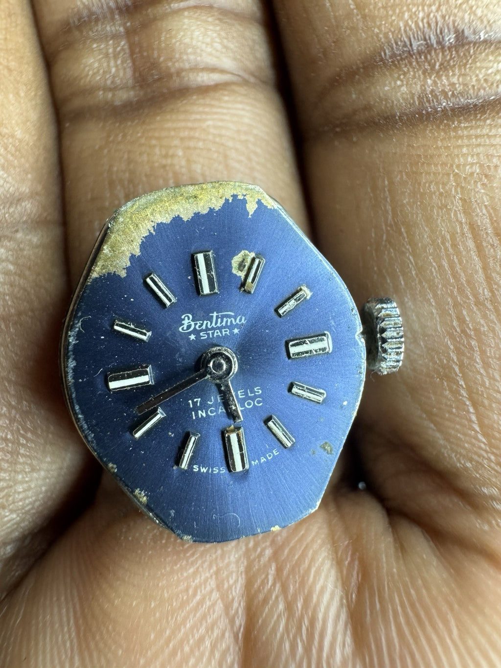 Bentima Star 17 Jewels Incabloc Silver Tone Ladies Mechanical Watch, faulty