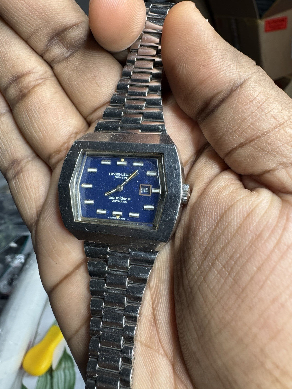 1970s Vintage Luxury Favre-Leuba Searaider II Daymatic Automatic Watch, working