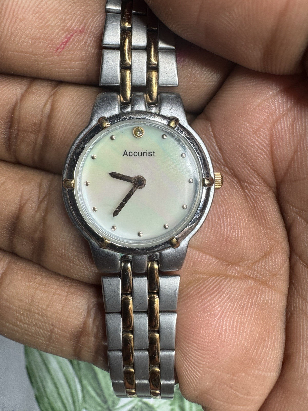 Accurist LB1743P Mother of Pearl Ladies Dual Tone Diamond Watch, fully working