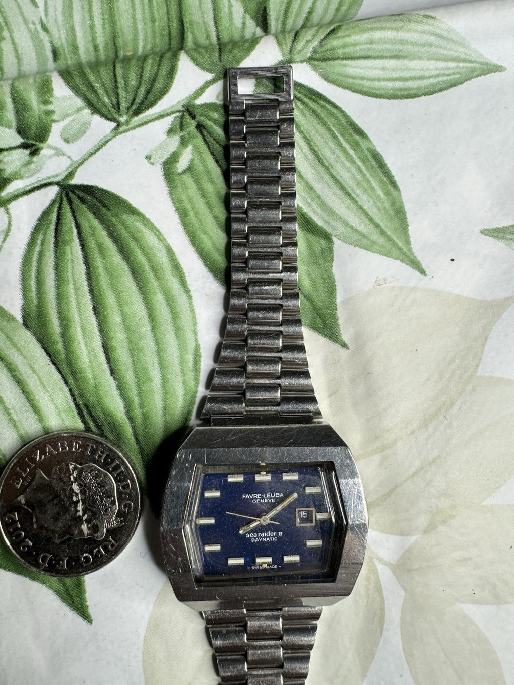 1970s Vintage Luxury Favre-Leuba Searaider II Daymatic Automatic Watch, working