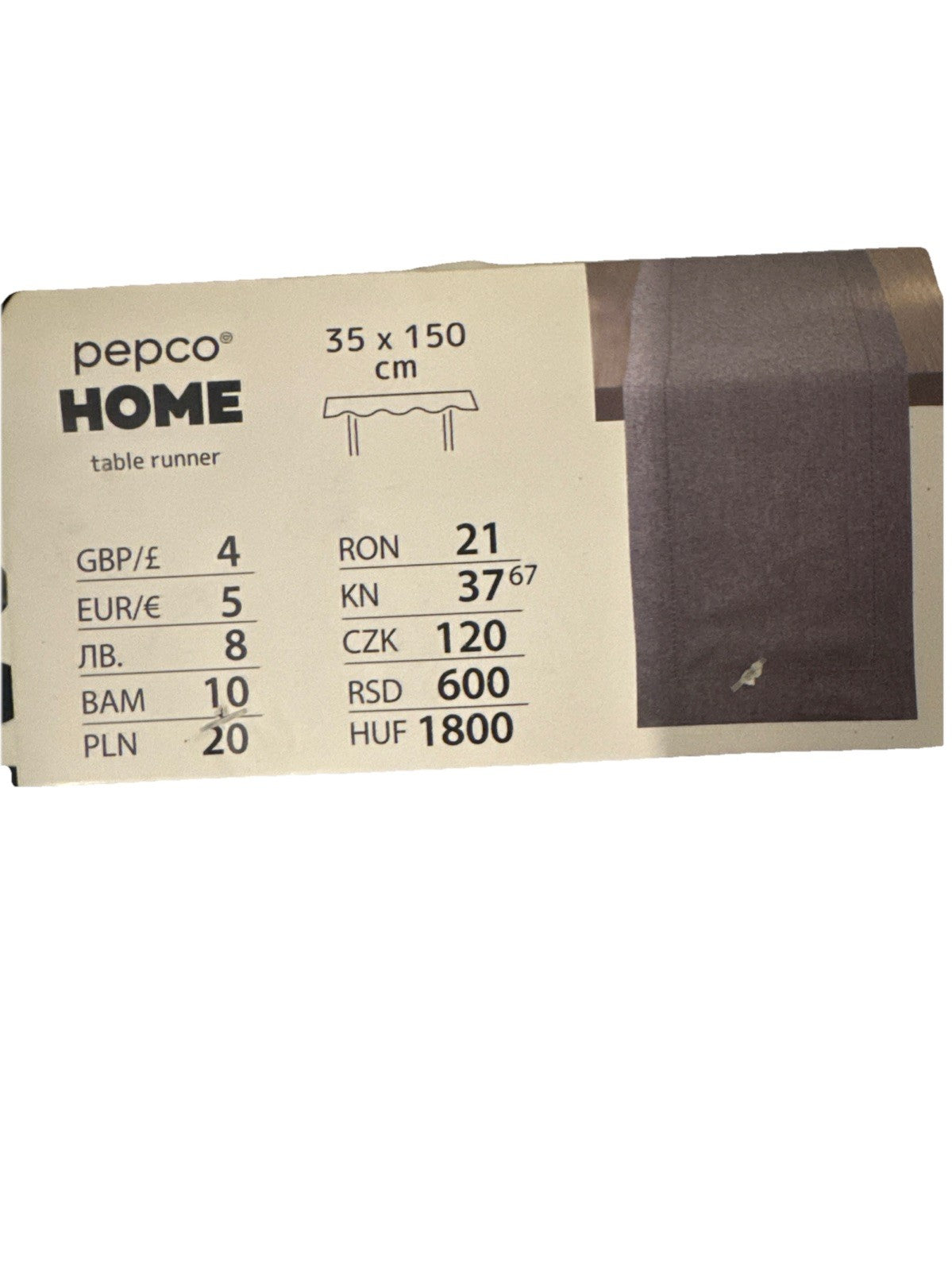 Beautiful Grey Colour 35* 150cm Pepco Home Table Runner **Mint Condition**