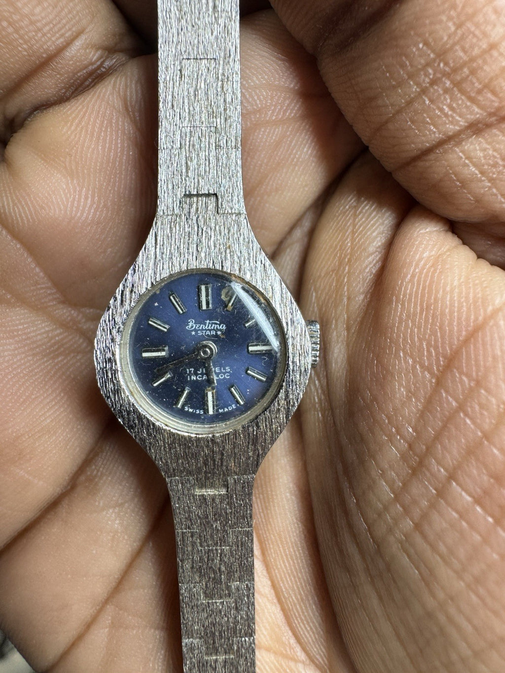 Bentima Star 17 Jewels Incabloc Silver Tone Ladies Mechanical Watch, faulty