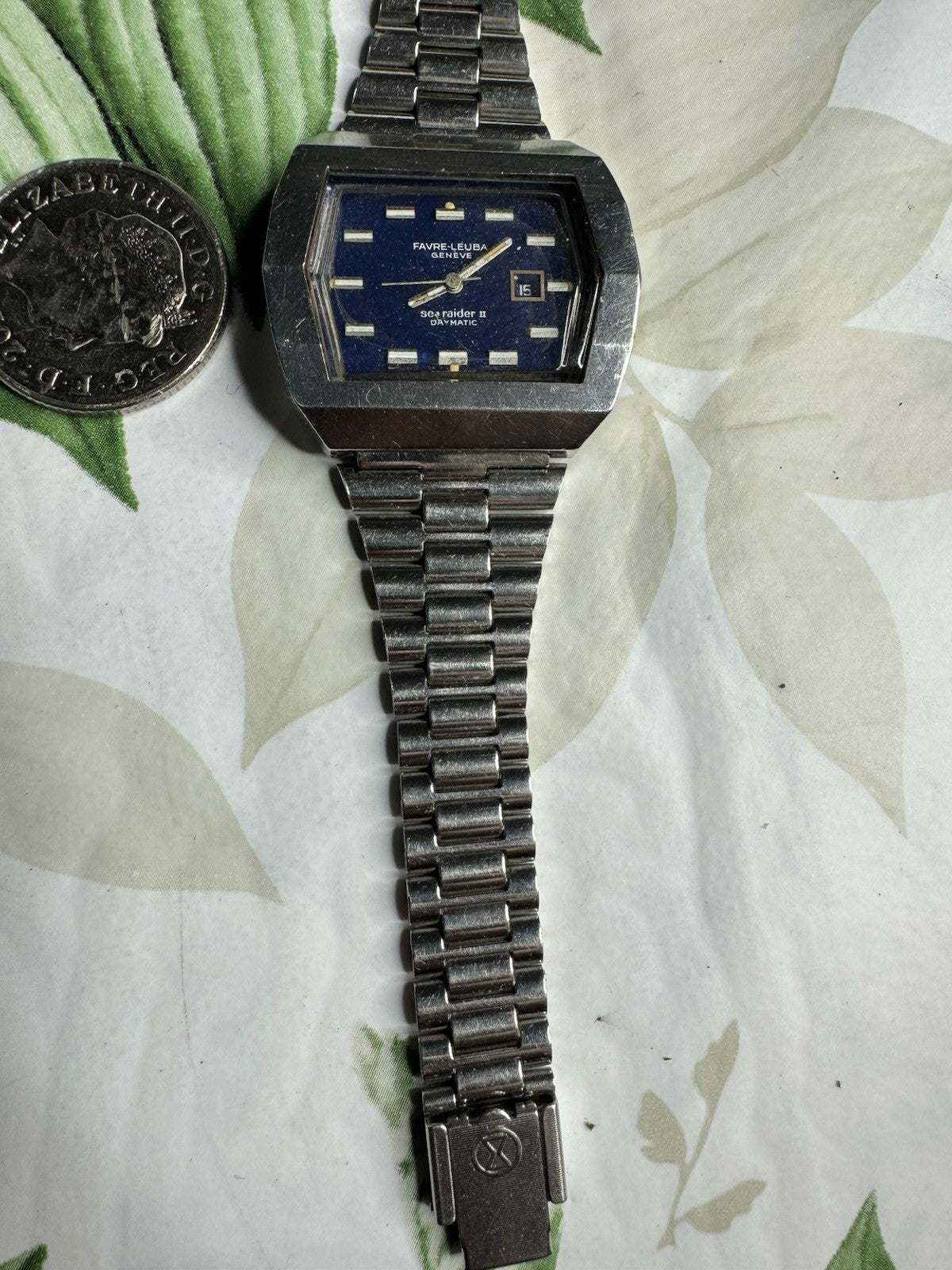 1970s Vintage Luxury Favre-Leuba Searaider II Daymatic Automatic Watch, working