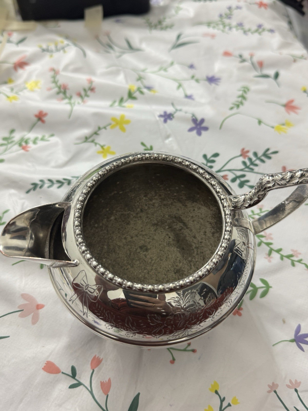 Antique Hand Best Silver Engraved Silver Plated Creamer