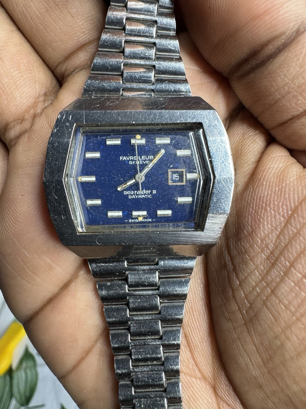 1970s Vintage Luxury Favre-Leuba Searaider II Daymatic Automatic Watch, working