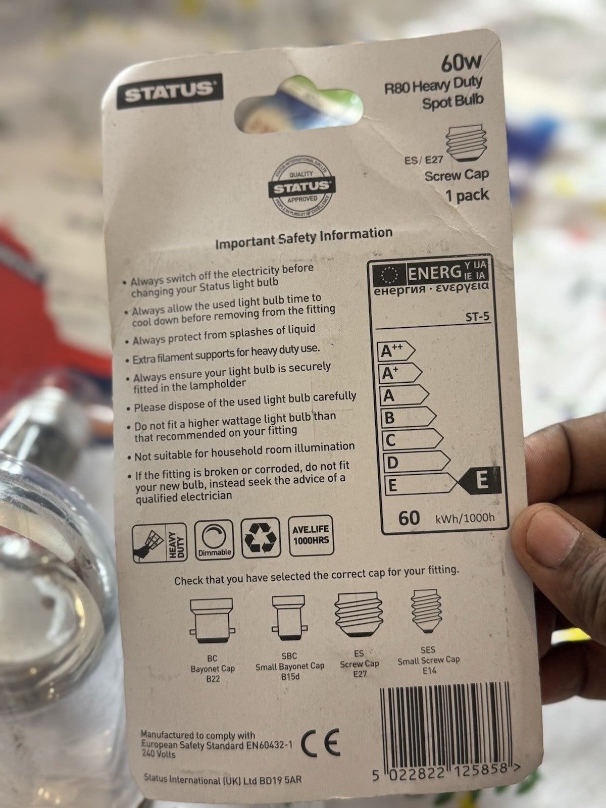 2xR80 Heavy Duty Spot Bulb 60W ES E27 Screw  Dimmable 1000hrs average life