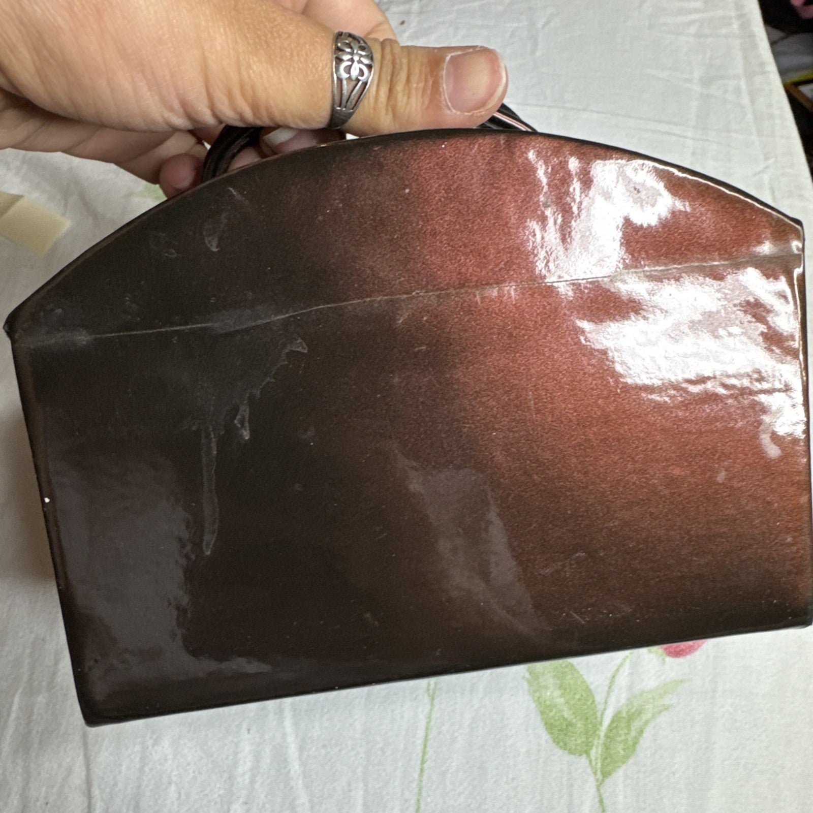 Beautiful Fox leather Mini Makeup + Jewellery Box - Excellent Condition