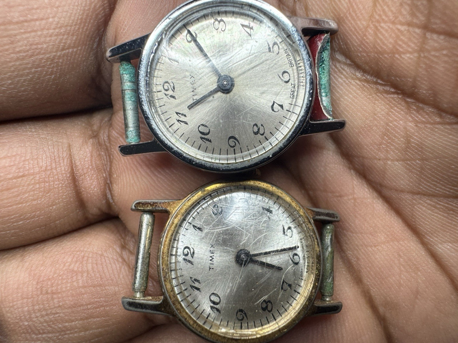 2x Timex Gold & Silver Tone Ladies Mechanical Watch, faulty, only for spare